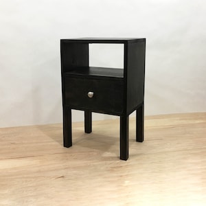 Black Nightstand With Drawer, Modern Table, Rustic Table, Bedside Table, Reclaimed Wood Side Table, End Table with Drawer image 1