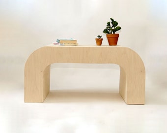 Curved Coffee Table, Horseshoe Coffee Table, U shaped coffee table, Modern simple rounded table - Natural