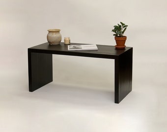 Modern Waterfall Coffee Table, Simple Solid Wood Table - Black