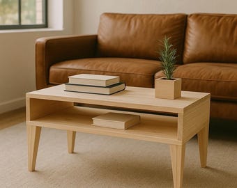 Coffee table with angle legs modern low wooden coffee table  - Raw