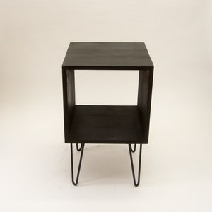 Simple Nightstand, Side table with Hairpin metal legs, Reclaimed Pine Wood Black image 10