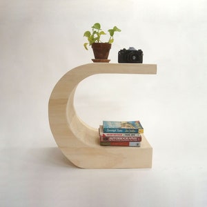 Crescent Nightstand End table curved side table - Raw