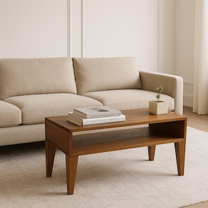 Modern Coffee Table with Angle Legs - Brown