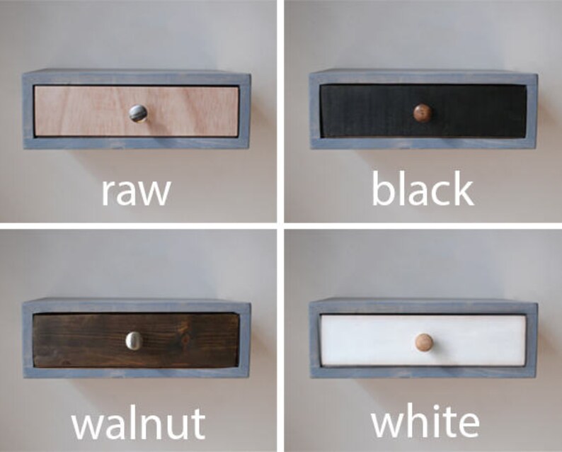 Floating Bedside Table with Drawer Gray Etsy