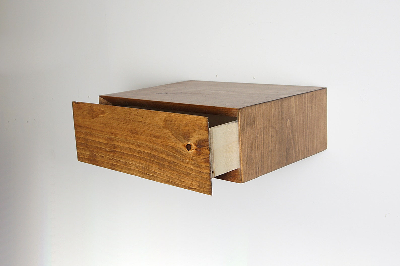 Floating Nightstand With Drawer Hidden Drawer Shelf Brown Etsy