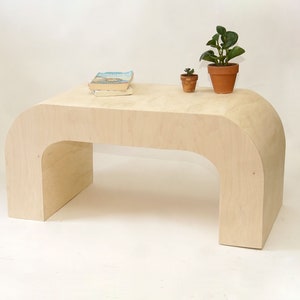 Curved Coffee Table, Horseshoe Coffee Table, U shaped coffee table, Modern simple rounded table Natural image 4