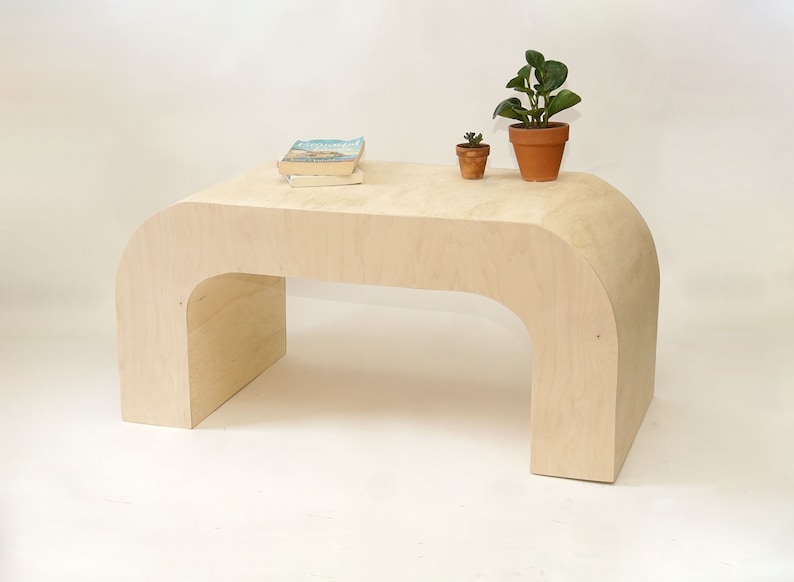 Curved Coffee Table, Horseshoe Coffee Table, U shaped coffee table, Modern simple rounded table Natural image 4