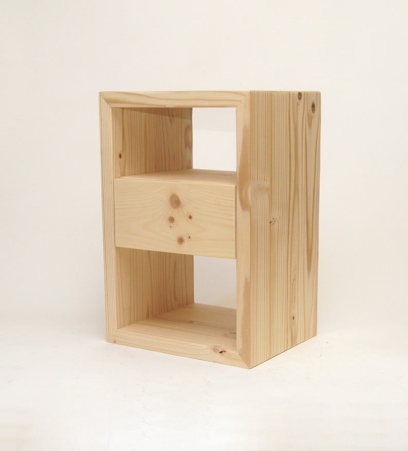 Solid Reclaimed Pine Wood Nightstand With Drawer and Storage Etsy