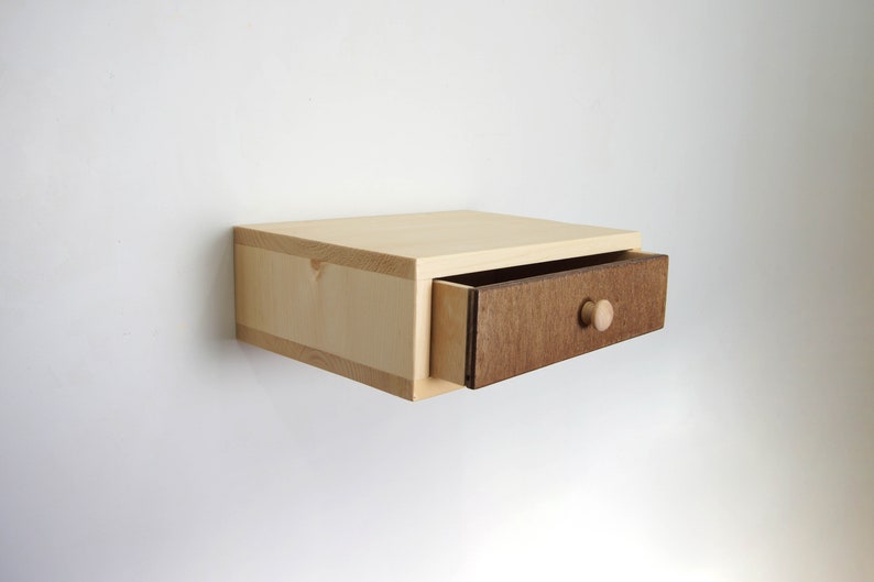 Floating Nightstand with 1 Drawer and round knob Raw image 6