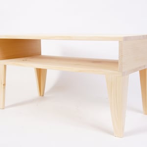Modern Coffee Table with Angle Legs, Coffee Table with extra Shelf, Low Simple Table Raw image 8