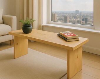 Solid Wood Bench, Industrial Style Coffee Table, Simple Design, Minimalist Coffee Table - Raw