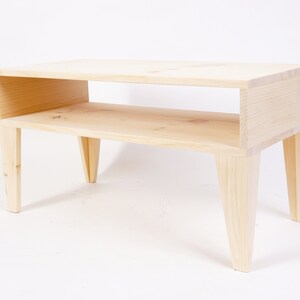 Modern Coffee Table with Angle Legs, Coffee Table with extra Shelf, Low Simple Table Raw image 7