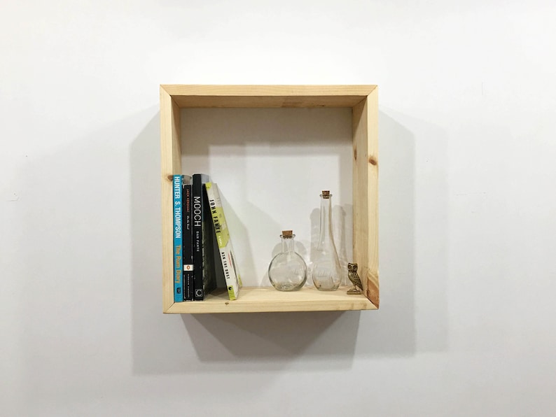 Handmade Square Wall Book Shelf,Floating Bookshelf Wall Storage image 6