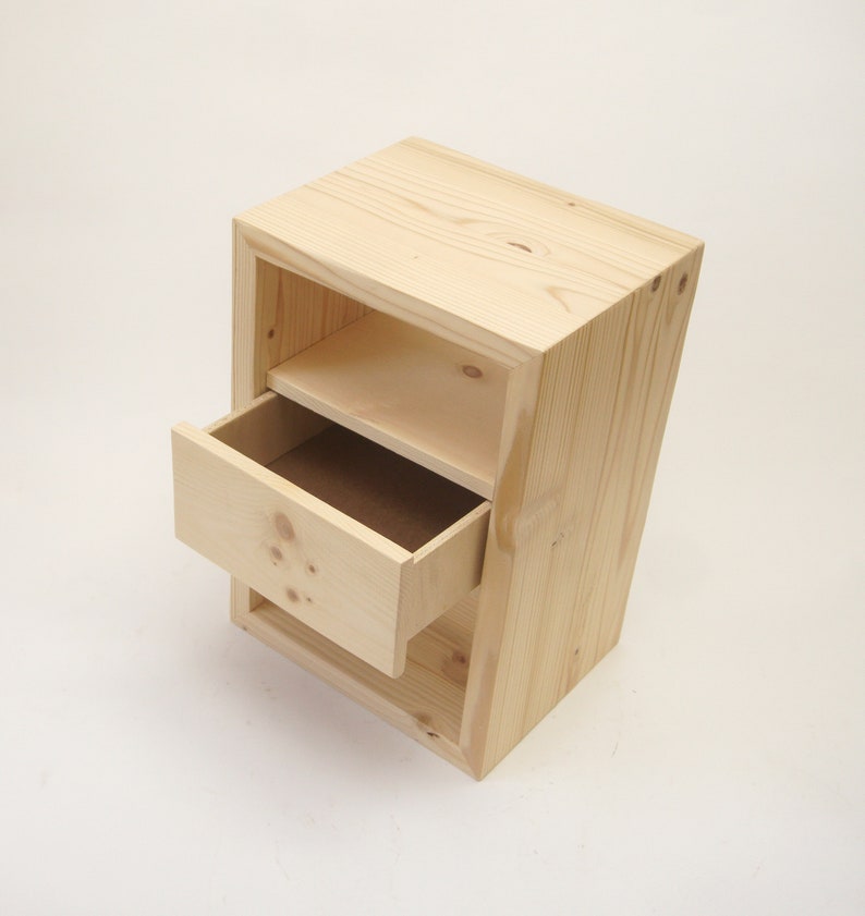 Solid Reclaimed Pine Wood Nightstand With Drawer and Storage Etsy