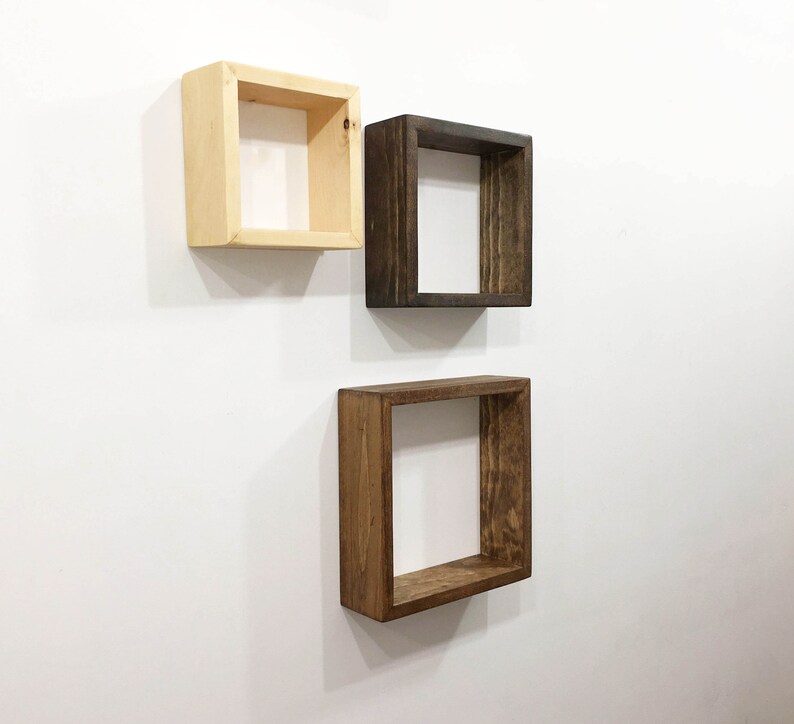 Estantes cuadrados conjunto de 3 estantes de pared shlelf de | Etsy
