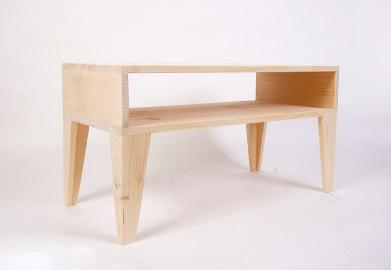 Raw Modern Coffee Table with Angle Legs Low Simple Table Coffee Table with extra Shelf