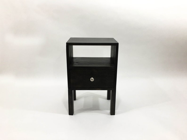 Black Nightstand With Drawer, Modern Table, Rustic Table, Bedside Table, Reclaimed Wood Side Table, End Table with Drawer image 5