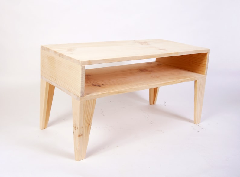 Modern Coffee Table with Angle Legs, Coffee Table with extra Shelf, Low Simple Table Raw image 6