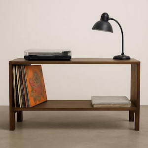 Vinyl Stand , Simple Record Holder , Large End Table , Simple Vinyl Stand , Record Storage - Walnut