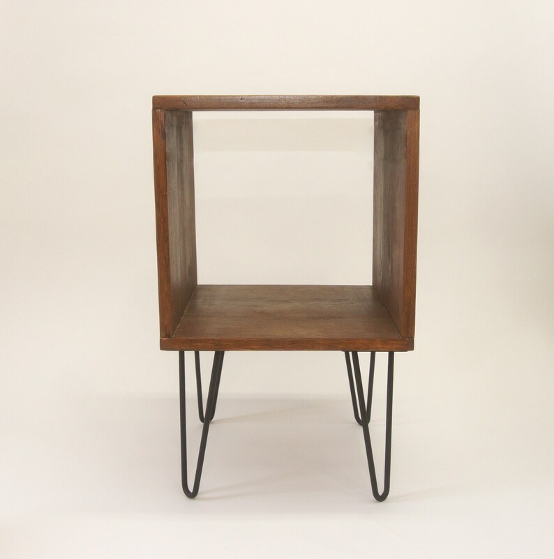 Simple Nightstand, Side table with Hairpin metal legs, Reclaimed Pine Wood Black image 6