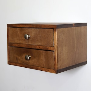 Floating bedside table with 2 drawers - Walnut