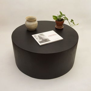 Low Circular Round Drum Coffee Table. Modern Round Low Coffee Table, Extra seating- Black