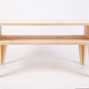 Modern Coffee Table with Angle Legs, Coffee Table with extra Shelf, Low Simple Table Raw image 5