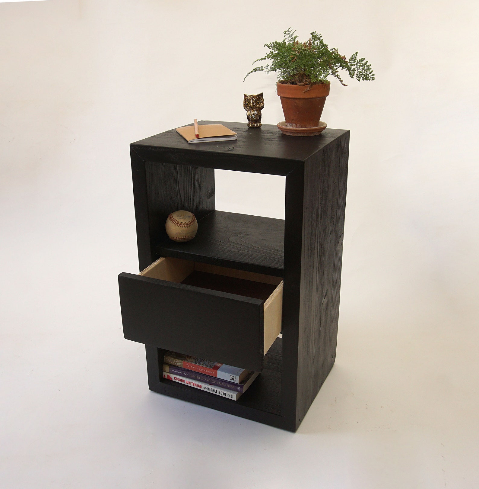 Solid Reclaimed Pine Wood Nightstand With Drawer and Storage Etsy