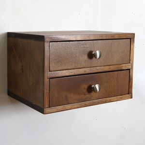 Walnut Floating Nightstand with 2 Drawers | Modern Wall Mounted Bedside Table image 5