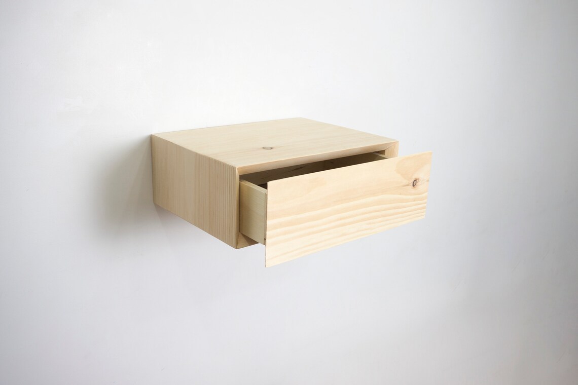 Floating Nightstand Hidden Drawer Bedside Table Modern Wall Etsy