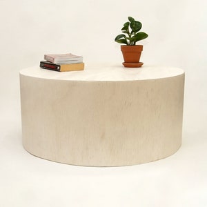 Whitewash Round Coffee Table: Modern Drum Table, Extra Seating