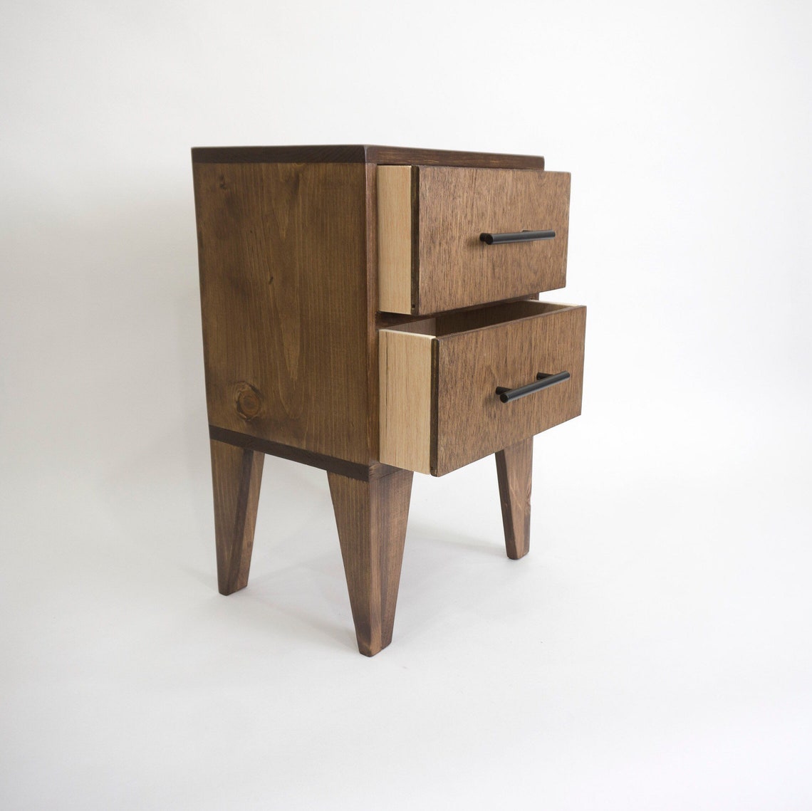 Wood Nightstand Angle Leg Modern Nightstands Square Side Etsy