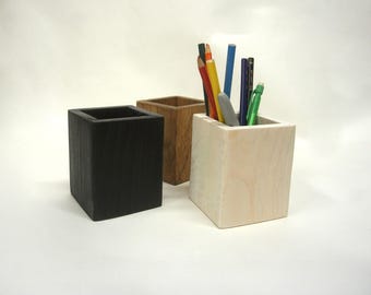 Wood Pencil and Pen Holder Makeup and Accessories Organizer - Black