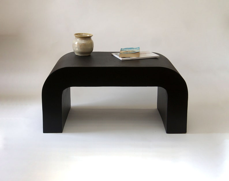 Curved Coffee Table, Horseshoe Coffee Table, U shaped coffee table, Modern simple rounded table Black image 2