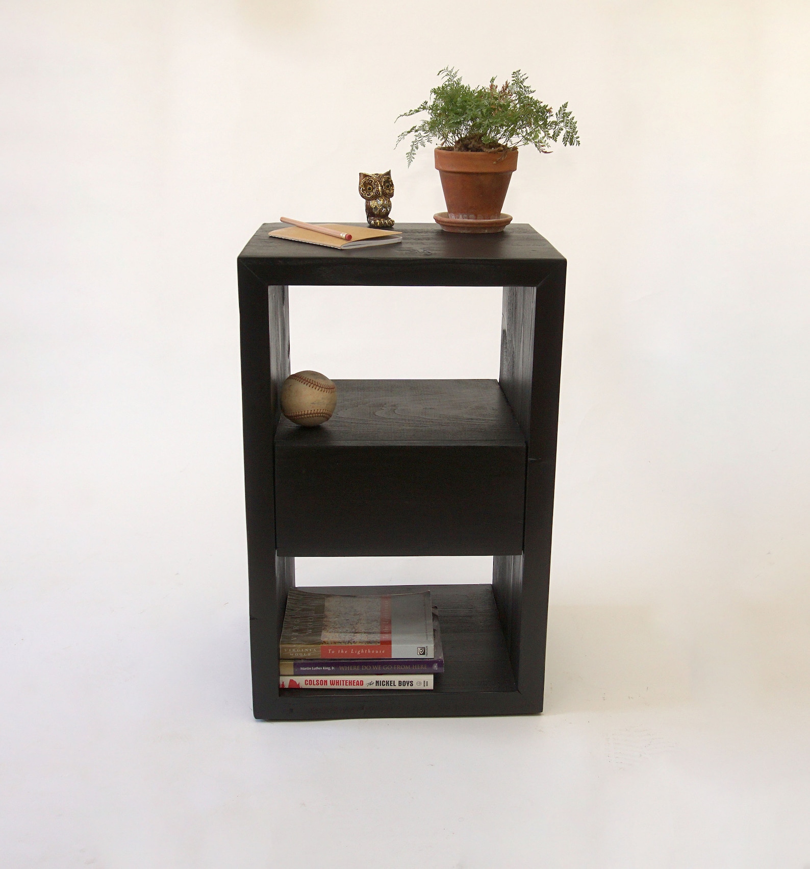 Solid Reclaimed Pine Wood Nightstand With Drawer and Storage Etsy