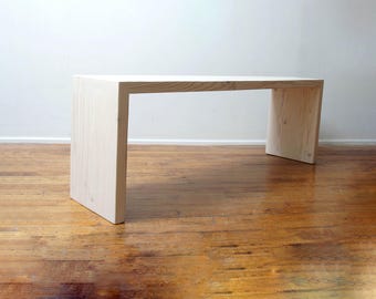Modern Simple low Seated Bench - Whitewash