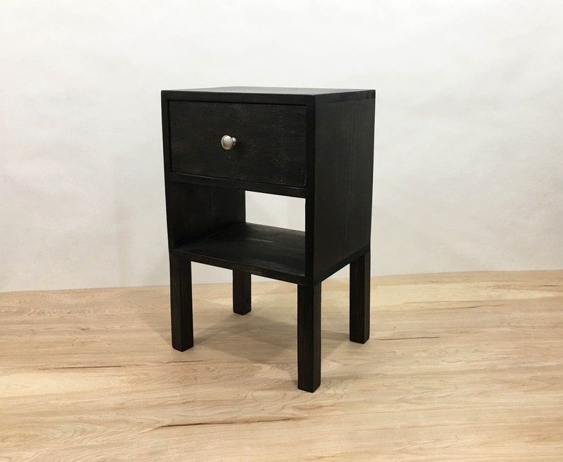 Black Nightstand With Drawer, Modern Table, Rustic Table, Bedside Table, Reclaimed Wood Side Table, End Table with Drawer image 7