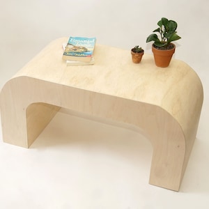 Curved Coffee Table, Horseshoe Coffee Table, U shaped coffee table, Modern simple rounded table Natural image 5