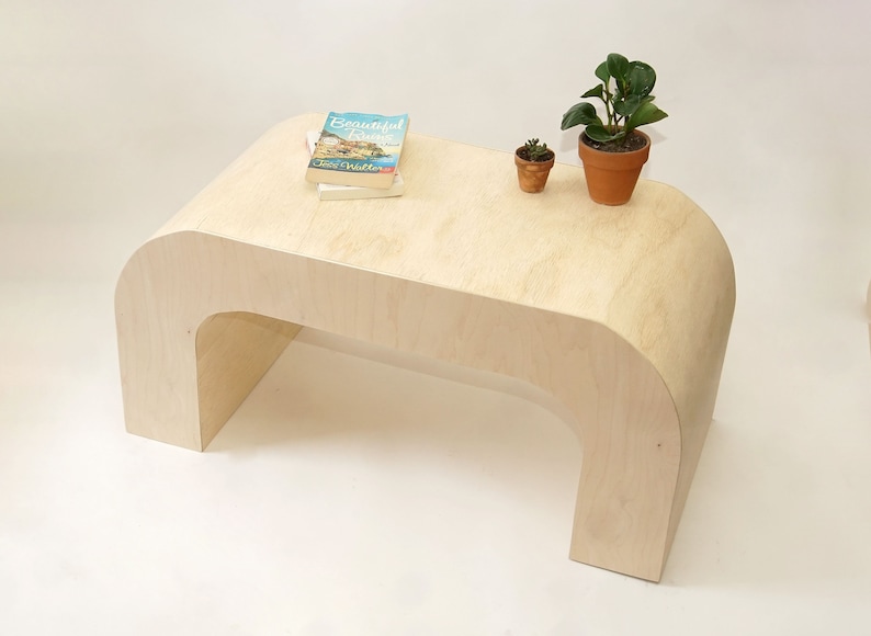 Curved Coffee Table, Horseshoe Coffee Table, U shaped coffee table, Modern simple rounded table Natural image 5