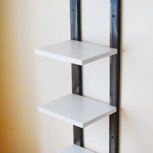 Hanging Bookshelf, Wall Mounted Shelving, Floating Bookshelf, Reclaimed Plywood Thin Bookshelves, Wall Shelf, Storage Gray image 5