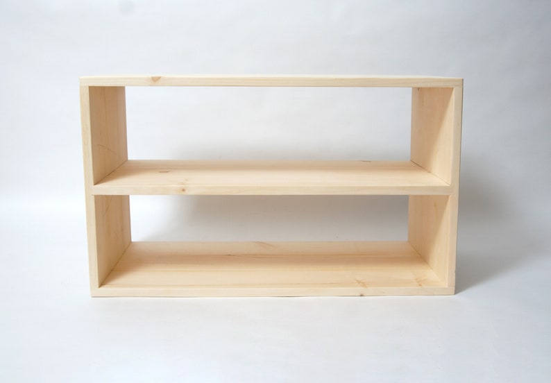 Solid Wood Bookcase | Modern Open Bookshelf | Handmade Pine Display Shelf | Minimalist Living Room Storage | Rustic Bookcase image 4