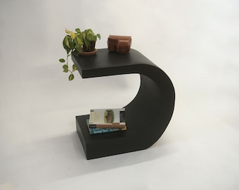 Crescent Nightstand Half moon shaped curved side table - Black