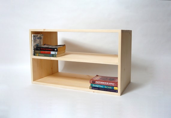 Simple Rectangle Bookcase Solid Wood Bookshelf Raw Etsy