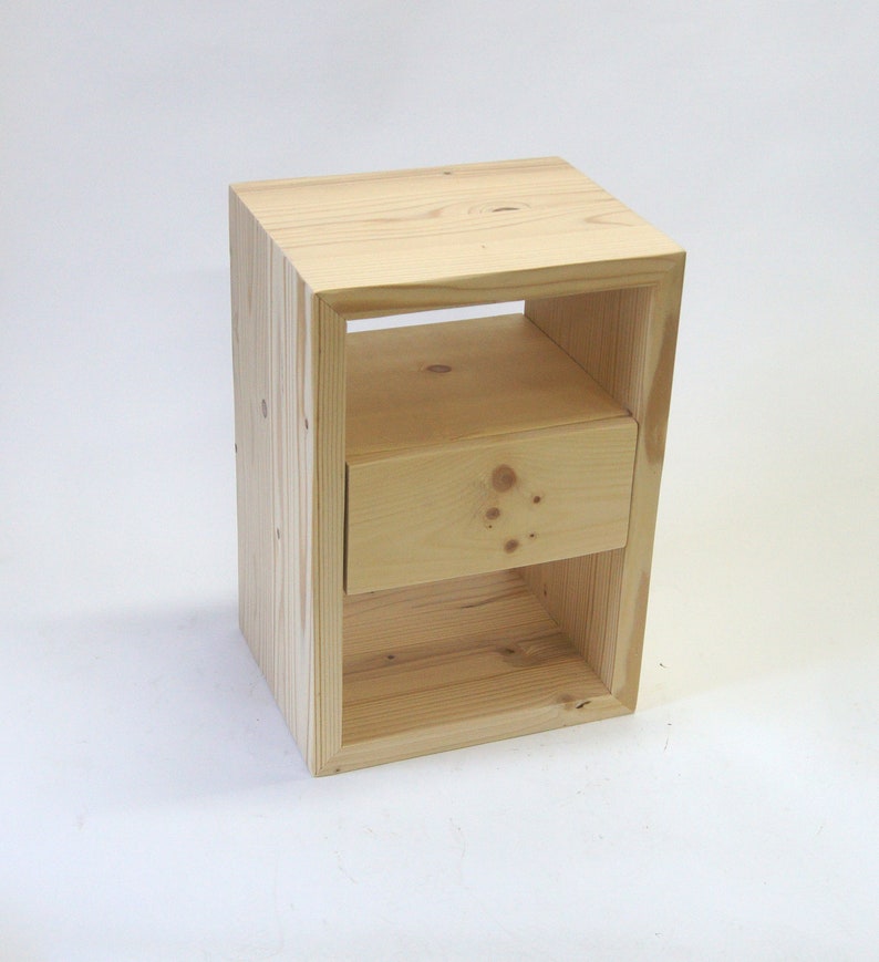 Solid Reclaimed Pine Wood Nightstand With Drawer and Storage Etsy