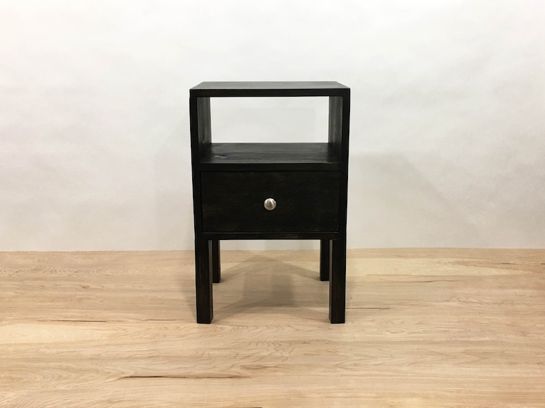 Black Nightstand With Drawer, Modern Table, Rustic Table, Bedside Table, Reclaimed Wood Side Table, End Table with Drawer image 9