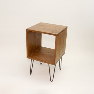 Simple Nightstand, Side table with Hairpin metal legs, Reclaimed Pine Wood Black image 4