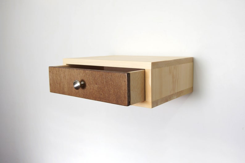 Floating Nightstand with 1 Drawer and round knob Raw image 3