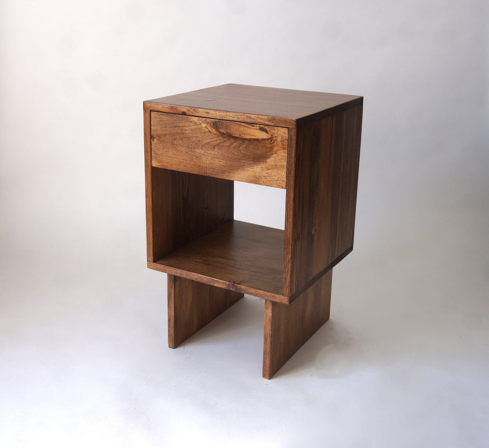 Reclaimed Pine Wood Nightstand Minimal Design End Table Etsy