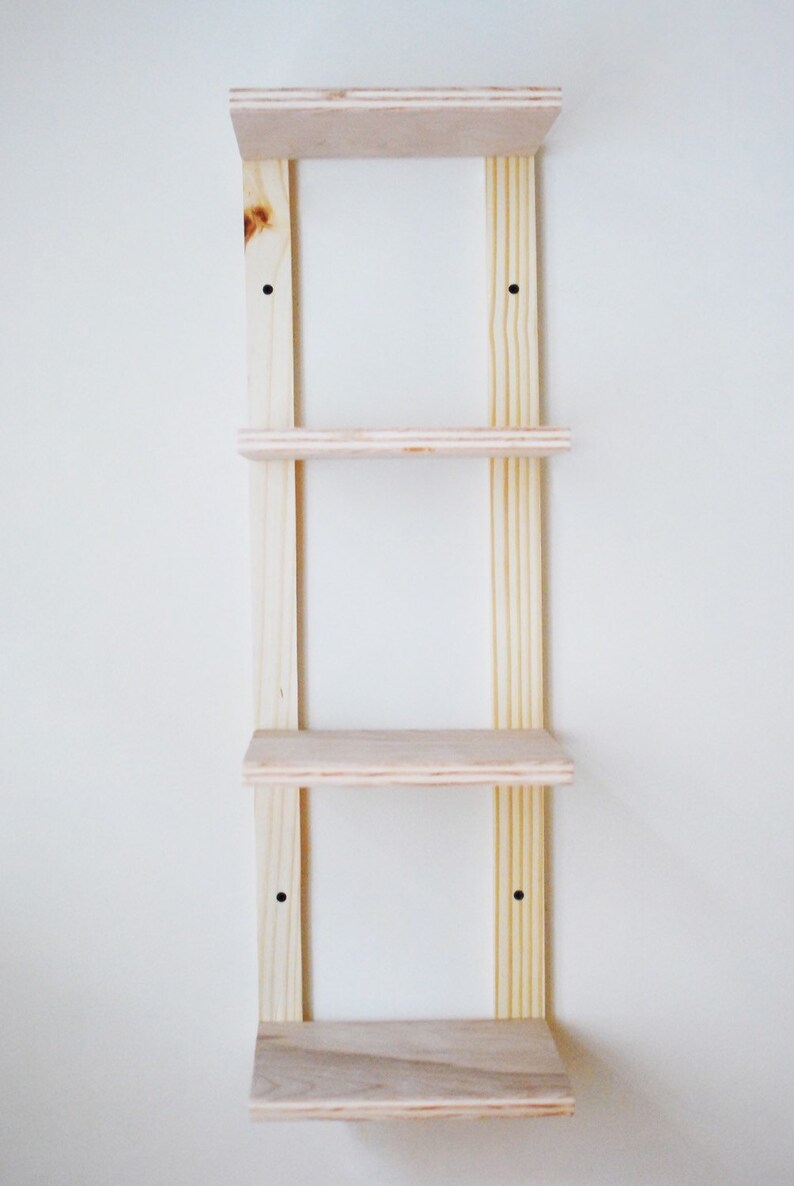 Reclaimed plywood Thin Bookshelf Wall Shelf Storage Raw Etsy
