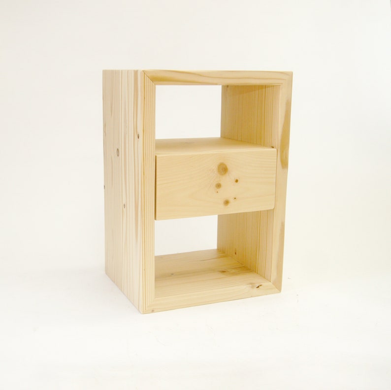 Solid Reclaimed Pine Wood Nightstand With Drawer and Storage Etsy